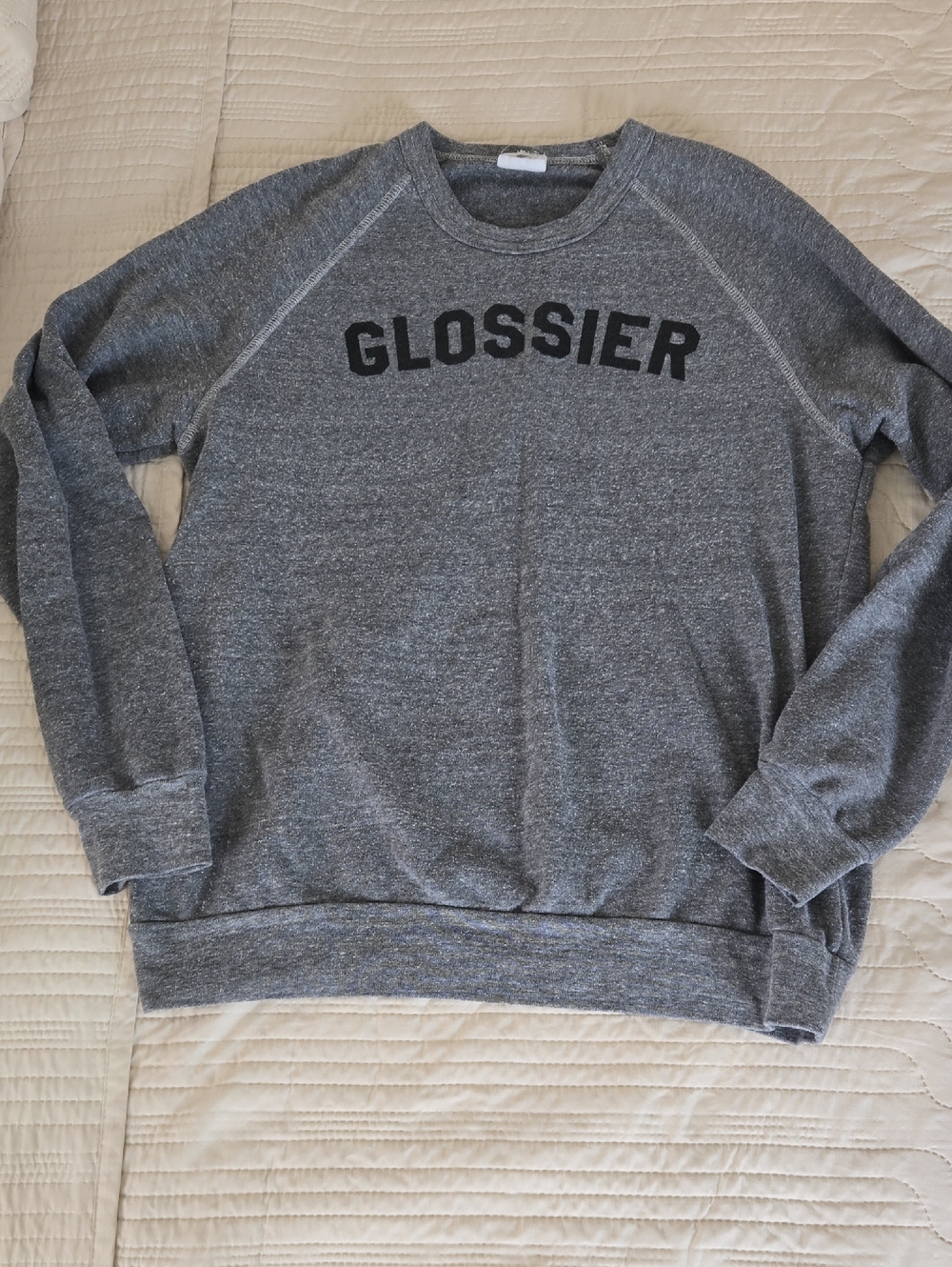 Glossier Gray Crewneck Sweatshirt with Black Logo